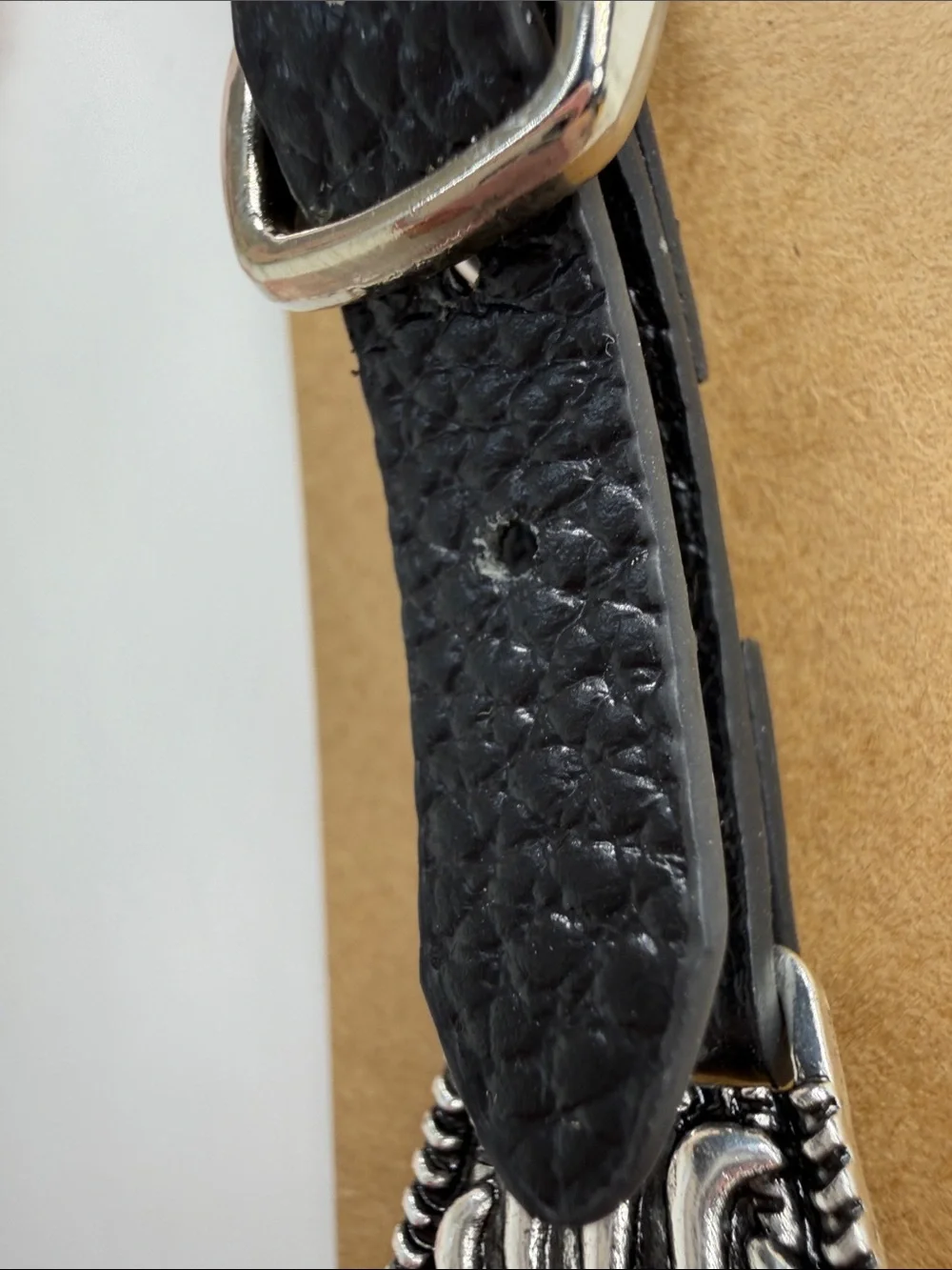 Black Leather Crystal Accent Watch Band for 42–45mm